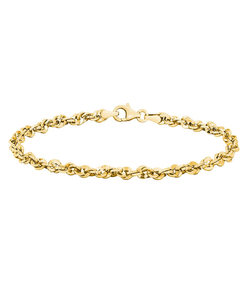 Italian Gold браслет-цепочка Diamond Cut Rope 3-3/4mm из 14k Gold, Made in Italy