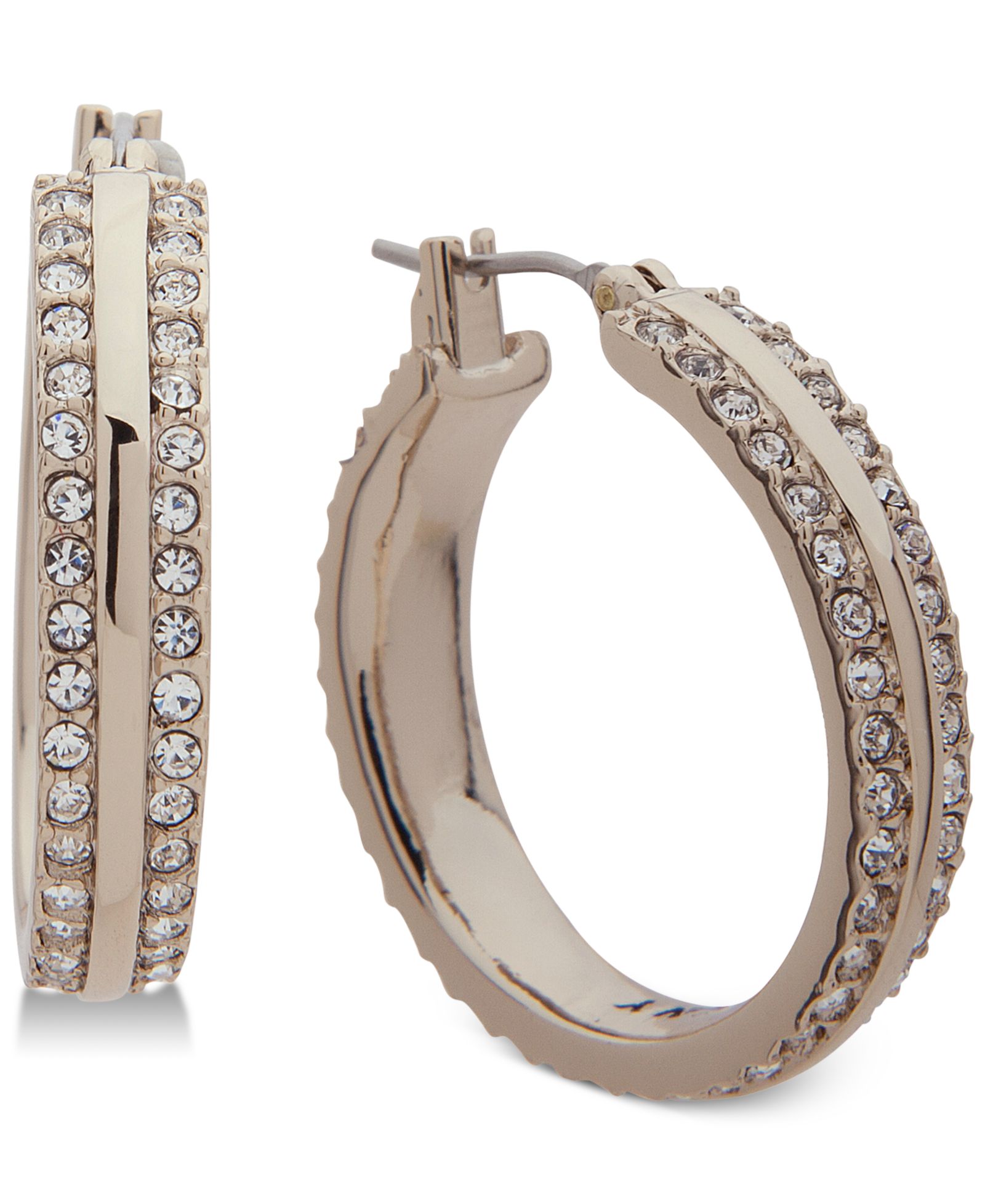 DKNY Серьги-кольца Small Gold-Tone Pavé Small Hoop, 1"