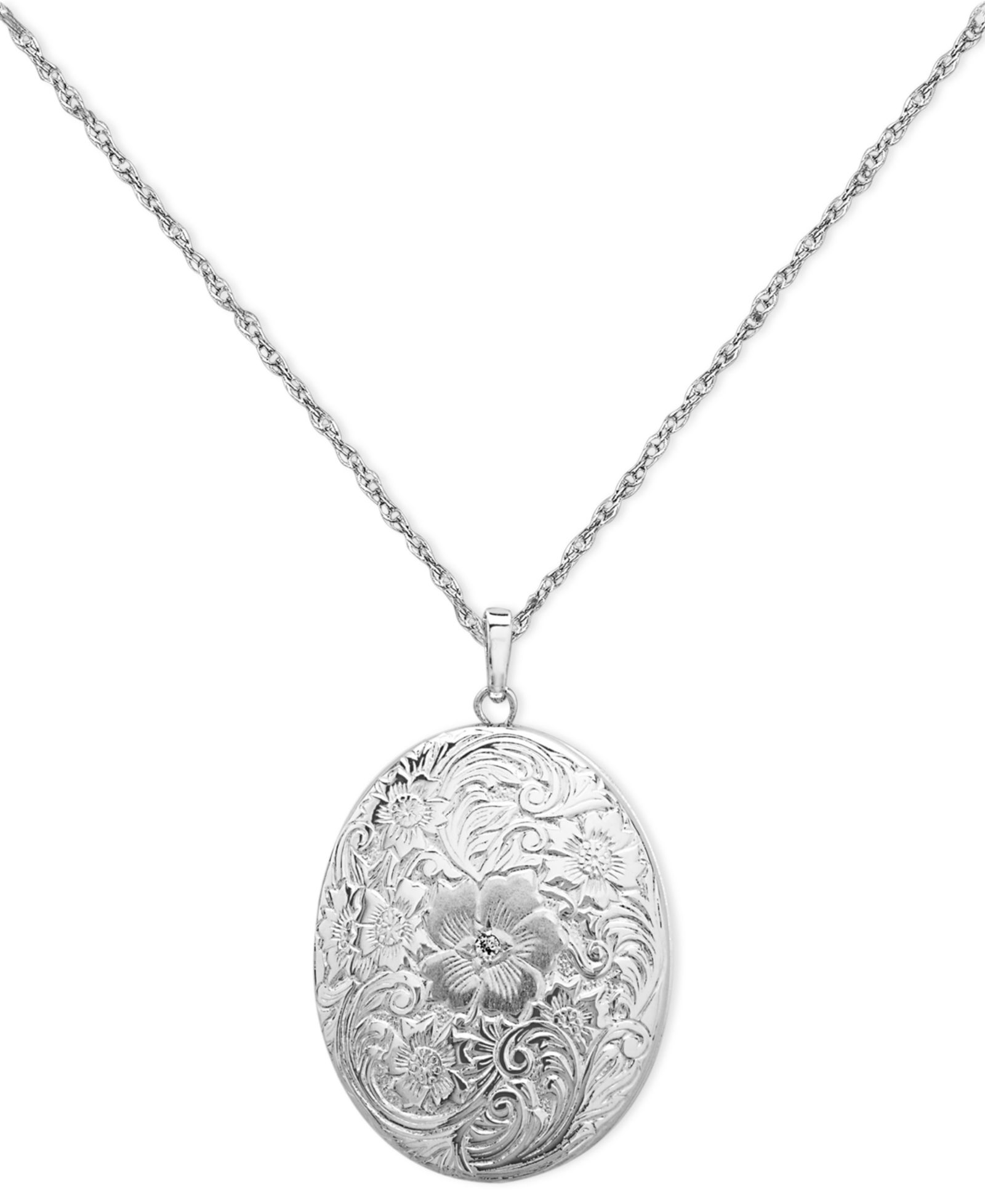 Sterling Silver Necklace, Four Photo Engraved Locket