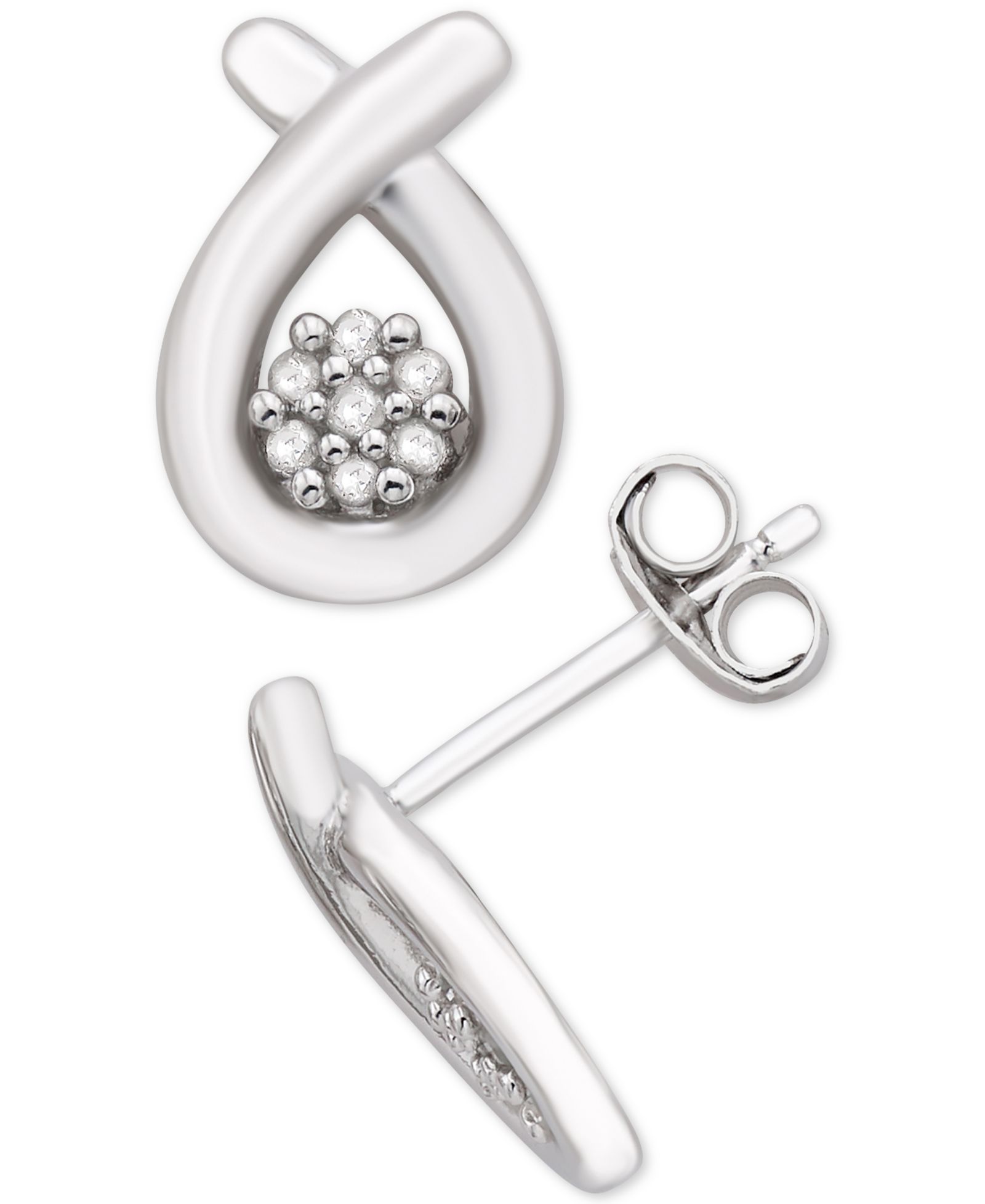 Серьги-гвоздики Diamond Cluster Stud (1/10 ct. t.w.) из Sterling Silver