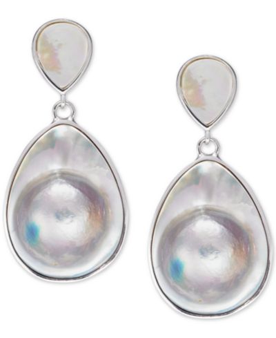 Серьги-подвески Mabé Blister Pearl из стерлингового серебра