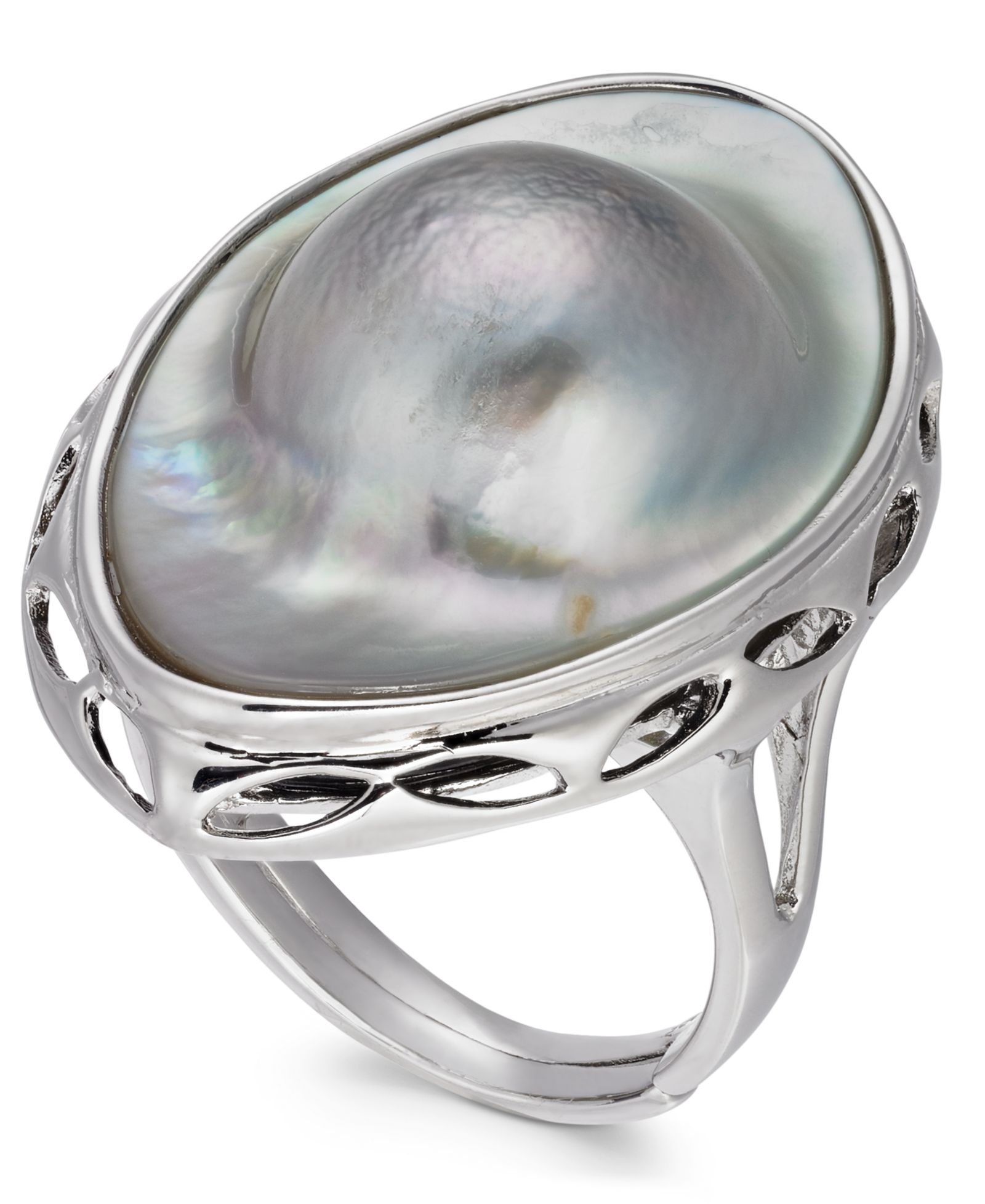 Кольцо Mabé Blister Pearl (18 x 28mm) Statement в Sterling Silver