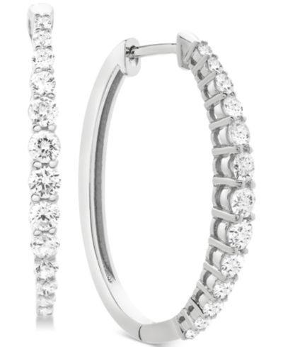 Серьги-кольца с бриллиантами (1 ct. t.w.) в 14k White, Yellow или Rose Gold