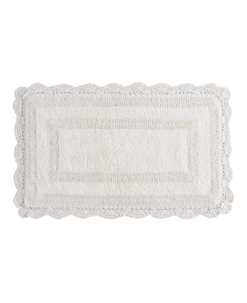 Хлопковый коврик для ванной Laura Ashley Crochet Reversible Cotton Bath Rug, 17" x 24"