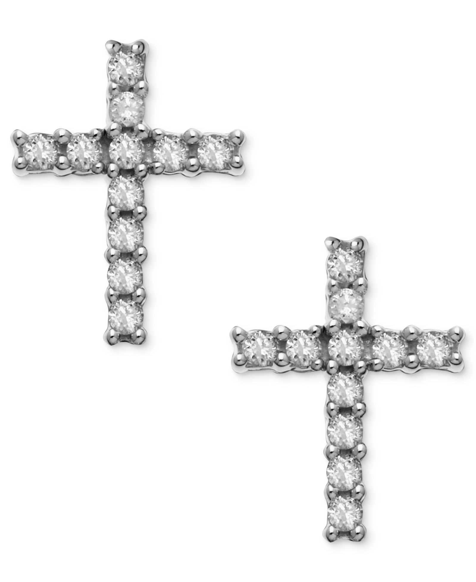 Diamond Accent Cross Stud Earrings in 14k White Gold