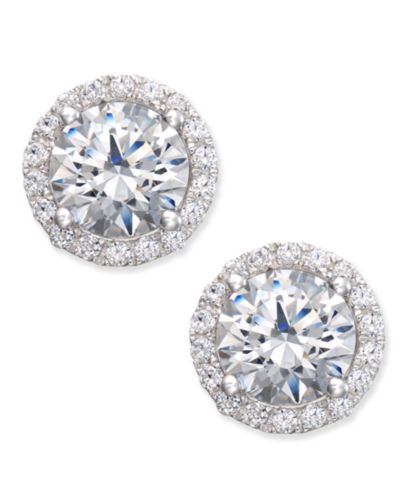 Серьги-гвоздики Cubic Zirconia Halo из стерлингового серебра