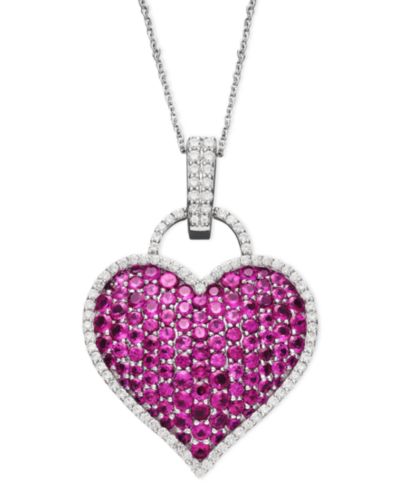 Macy's Подвеска с рубином (6-1/2 ct. t.w.) и бриллиантом (1/2 ct. t.w.) Pave в белом золоте 14k