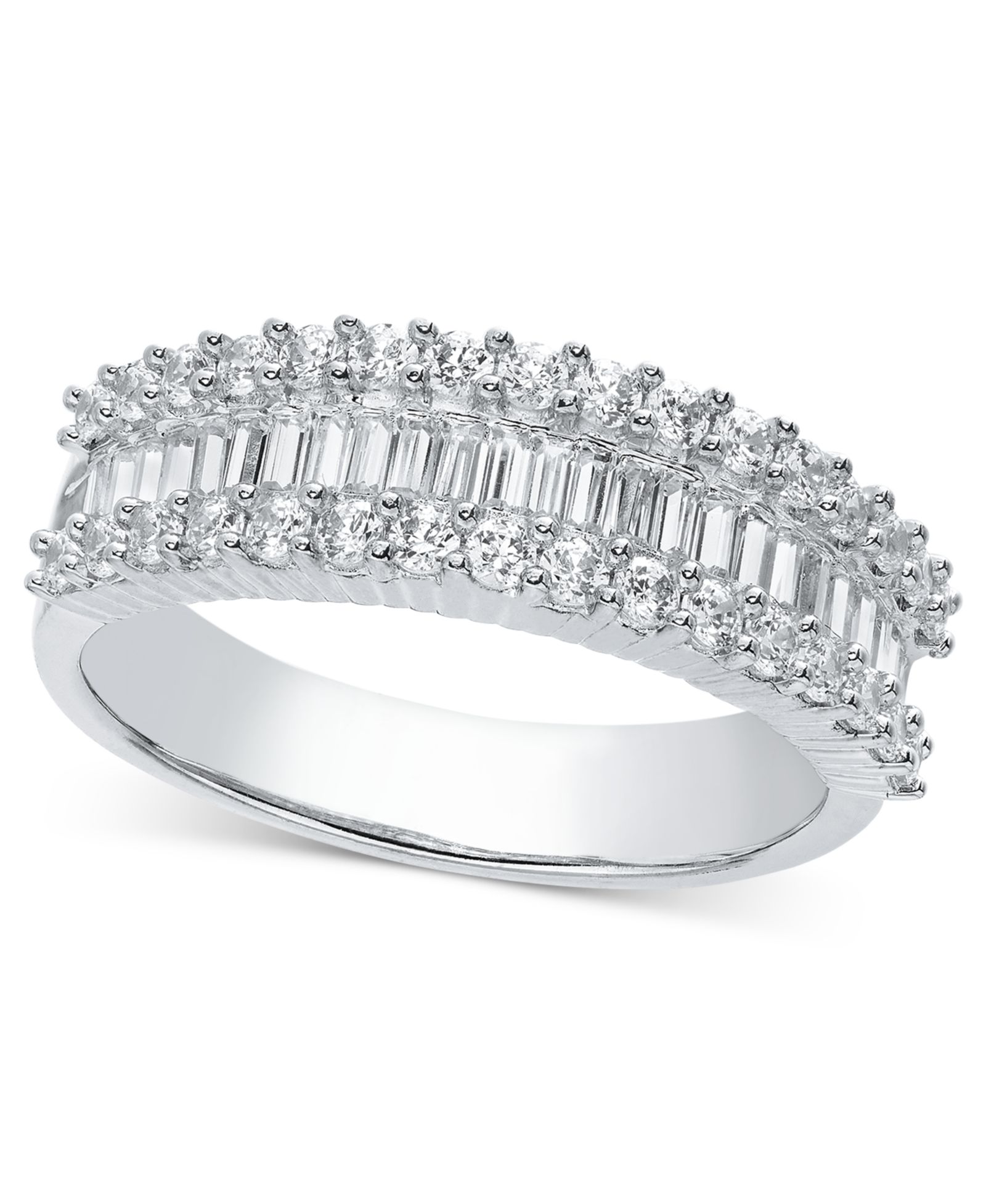 Кольцо Diamond Baguette Cluster Band в 14k White, Yellow или Rose Gold