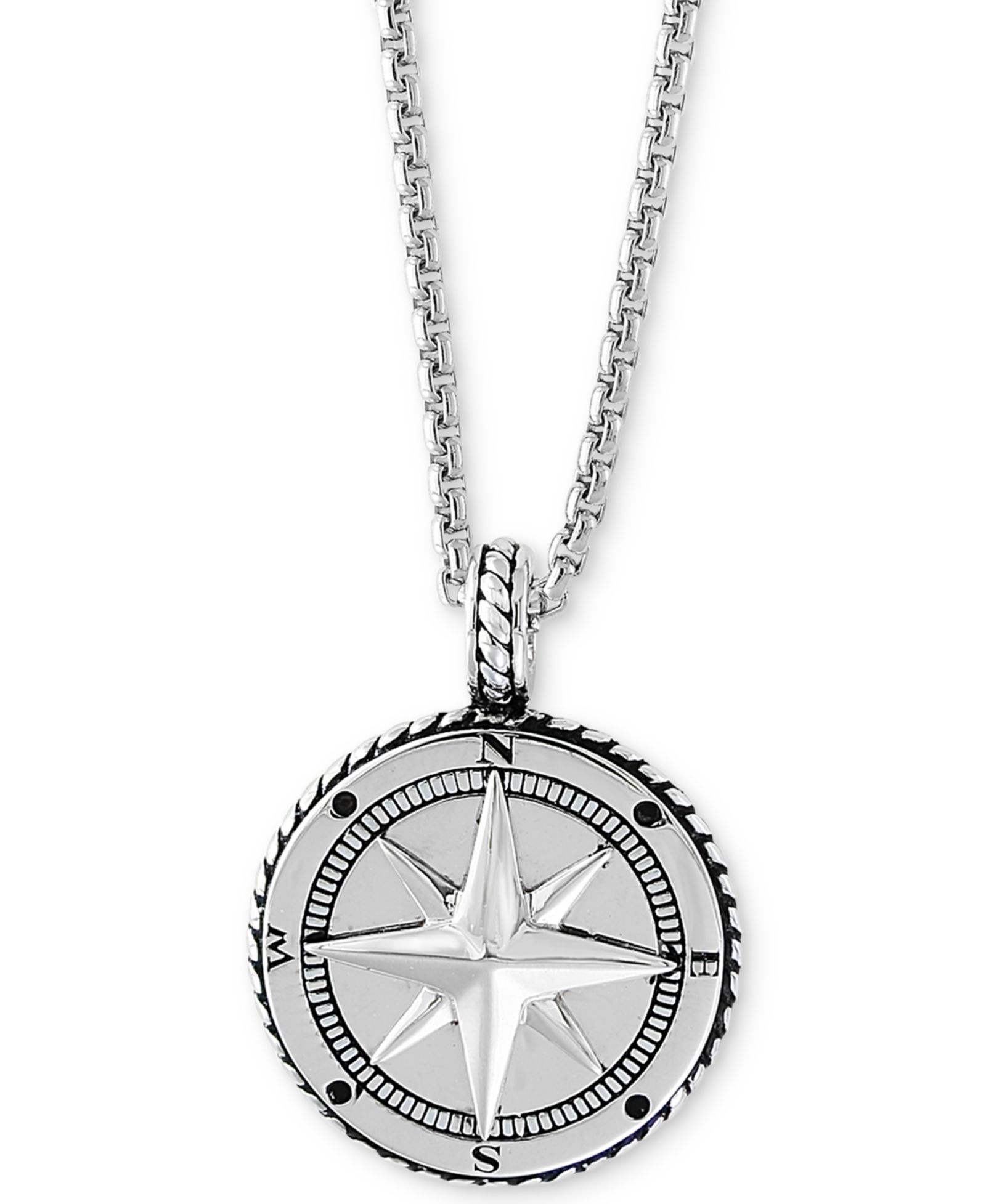 EFFY® Men's Compass 22" Pendant Necklace in Sterling Silver