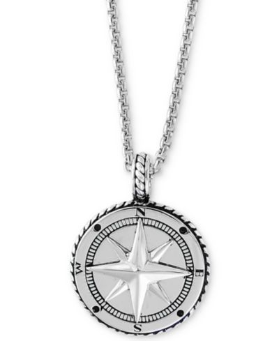 Мужская подвеска EFFY® Compass 22" в серебряном покрытии Sterling Silver