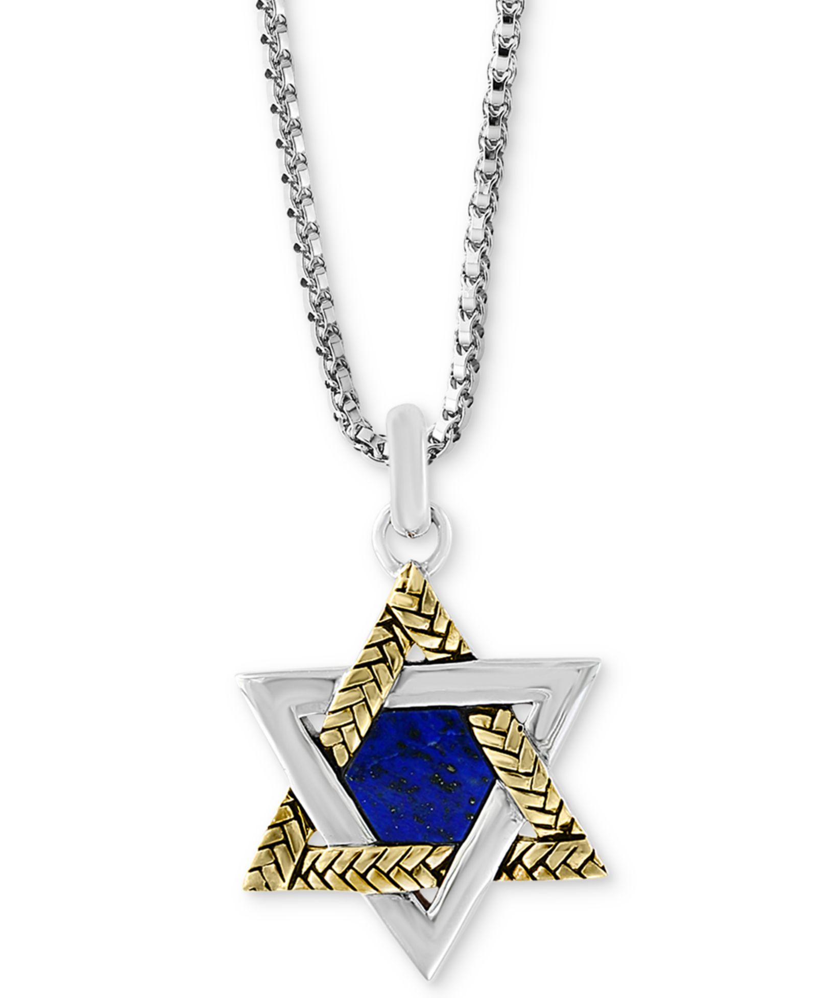 Мужская подвеска-кулон EFFY® Lapis Lazuli Star of David в Sterling Silver & 18k Gold-Plate