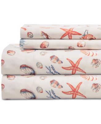 Beatrice Home Fashions комплект постельного белья с прибрежным принтом, 4 шт., Queen