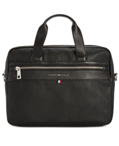 Tommy Hilfiger Men's Pebble Faux-Leather Leo Briefcase