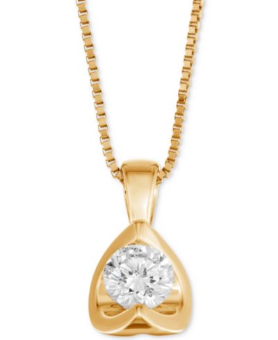 Diamond Tension-Set 18" Pendant Necklace (5/8 ct. t.w.) in 14k Yellow or Rose Gold