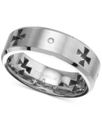 Men's Diamond Accent Cross Cutout Band in Titanium