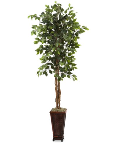 Nearly Natural 6.5' Ficus искусственное дерево в декоративном кашпо