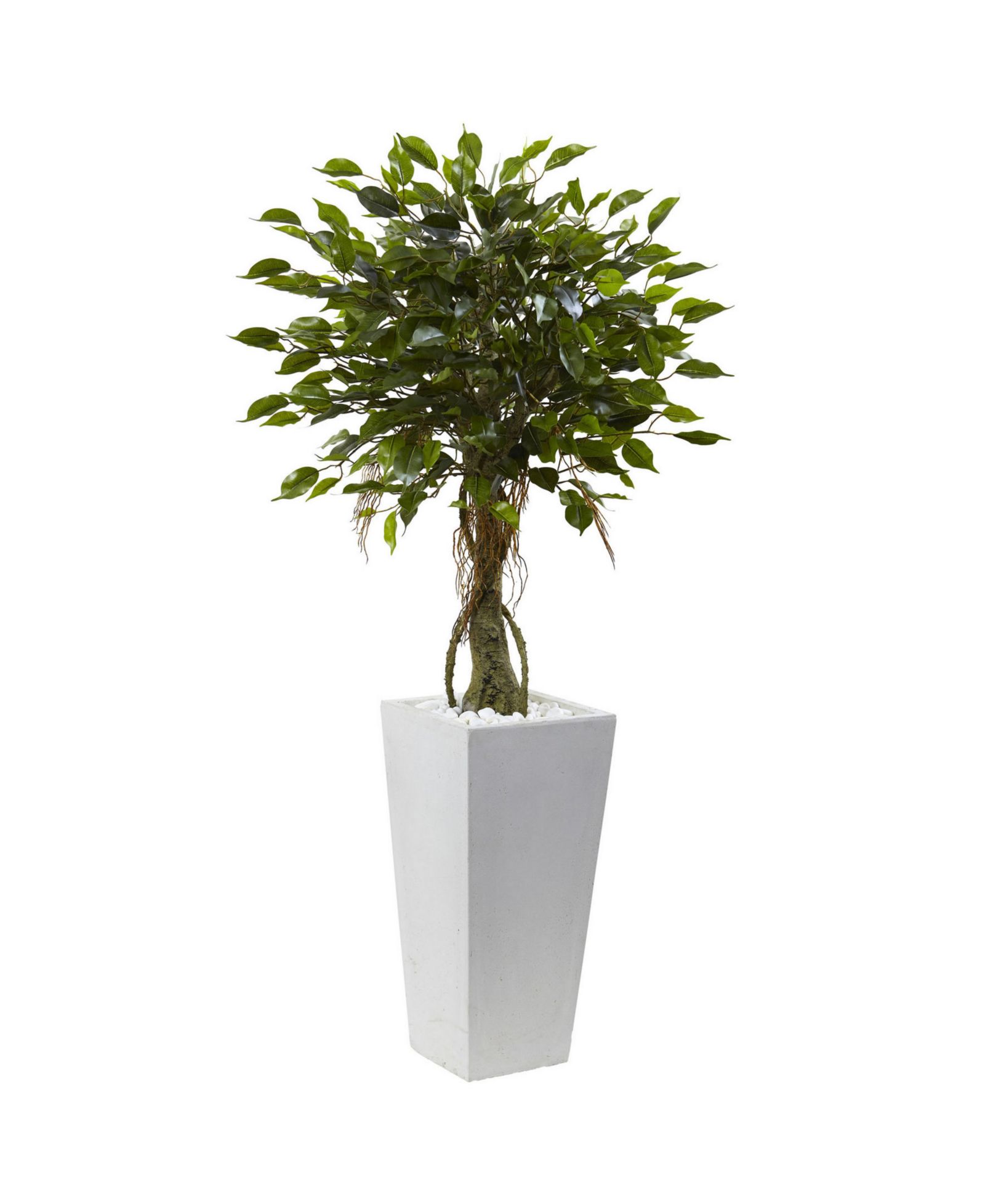 Nearly Natural 52" Ficus UV-Resistant Indoor/Outdoor Artificial Tree in White Planter