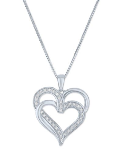 Подвеска-кулон Diamond Overlap Heart 18" в стерлинговом серебре (1/10 ct. t.w.)