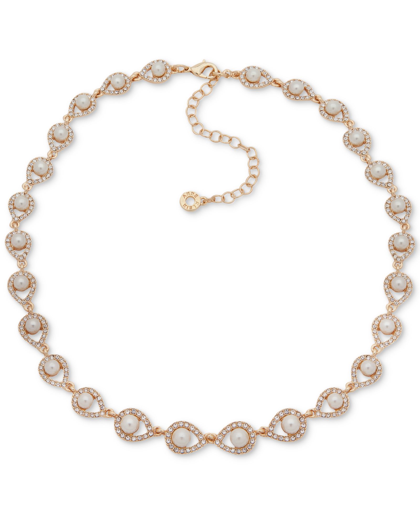 Золотистое ожерелье Anne Klein с имитацией жемчуга и паве, 16" + 3" удлинитель