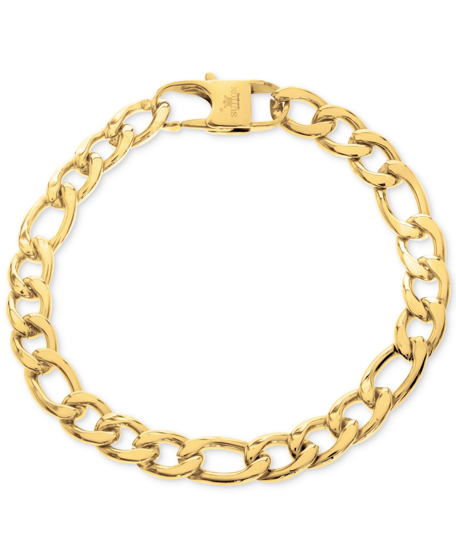 Мужской браслет Sutton by Rhona Sutton Gold-Tone Stainless Steel Figaro Link