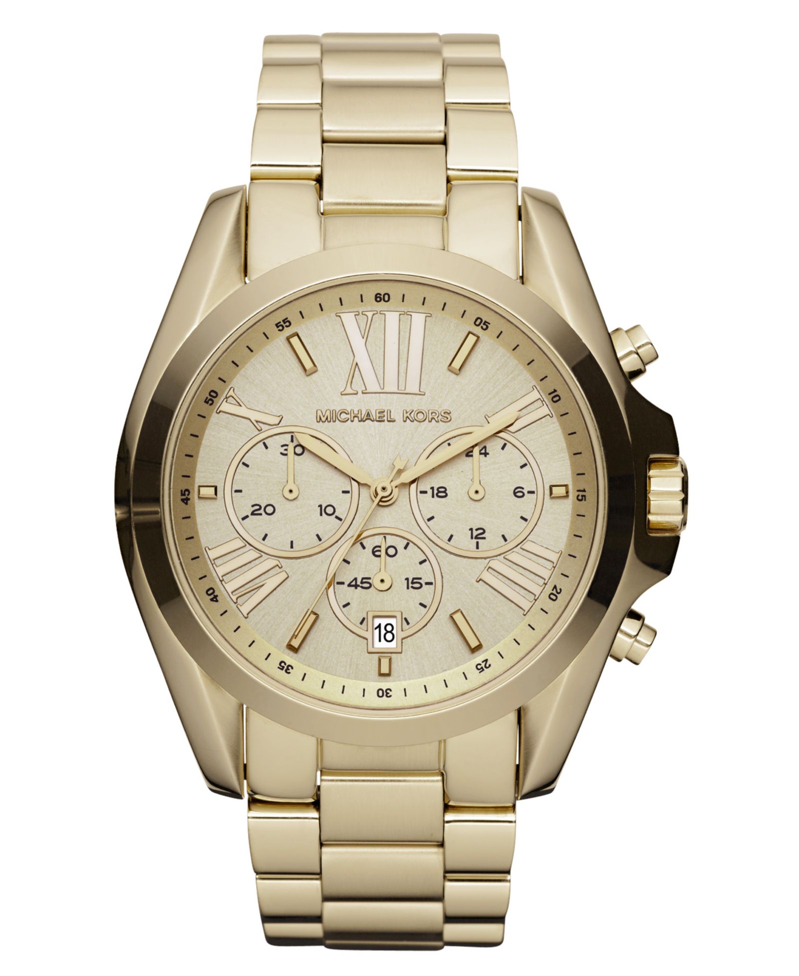 Michael Kors Unisex Chronograph Bradshaw Gold-Tone Stainless Steel Bracelet Watch 43mm MK5605