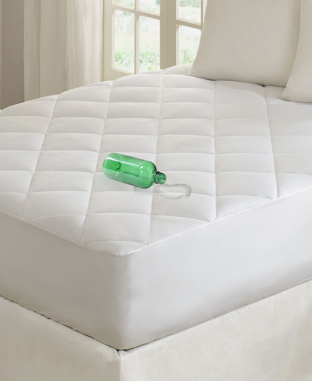 Madison Park Quiet Nights Quilted Diamond Down Alternative Waterproof 300 Thread Count Cotton Sateen Mattress Pad, Queen