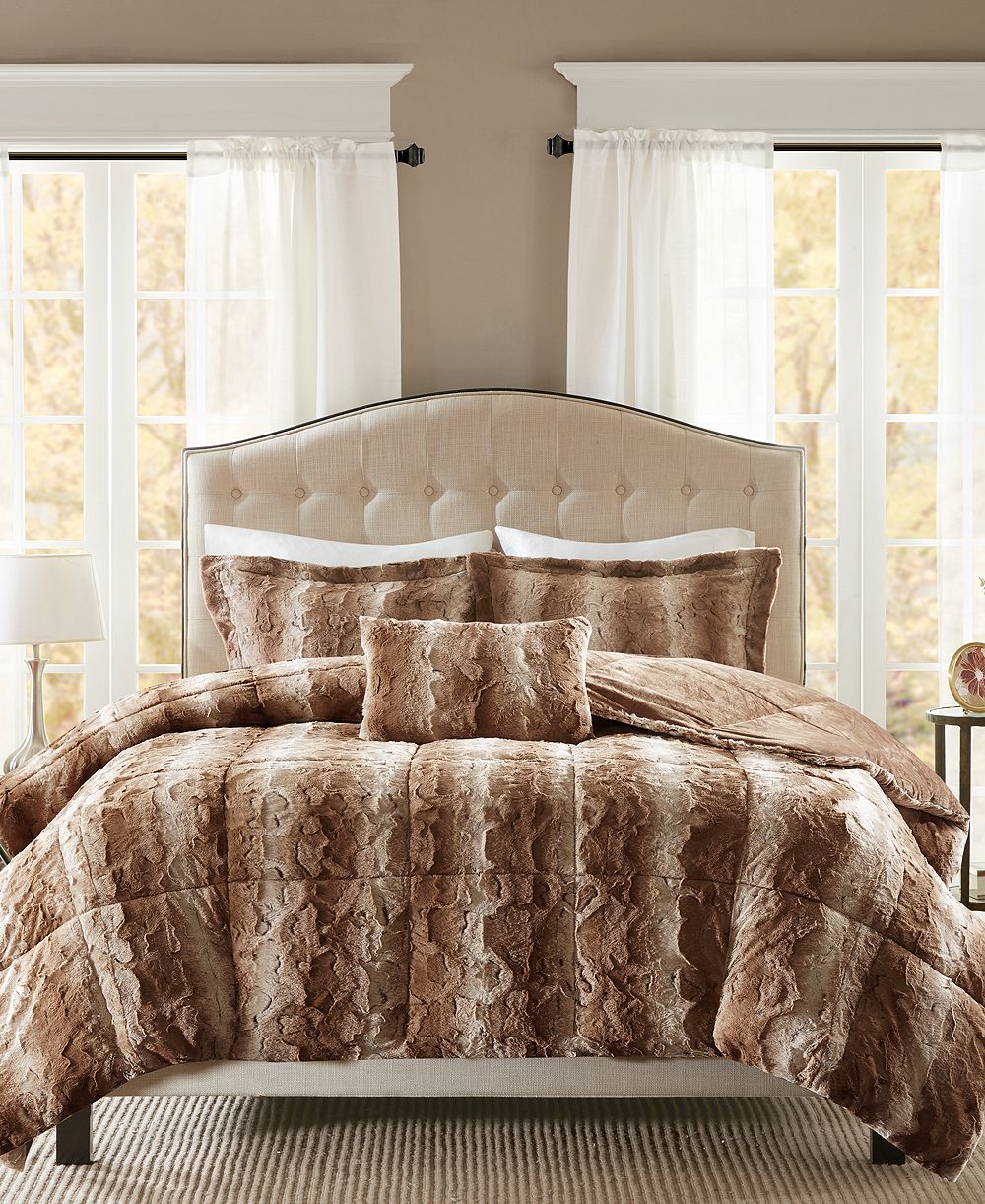 Madison Park Zuri Faux-Fur 4-Pc. Comforter Set, Full/Queen