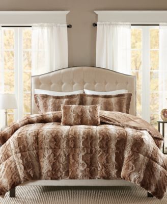 Madison Park Zuri Faux-Fur 4-Pc. Comforter Set, Full/Queen