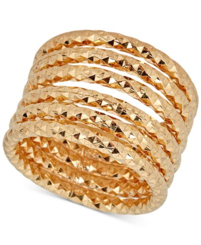 Кольцо Textured Multi-Band из стерлингового серебра с напылением 14k Gold