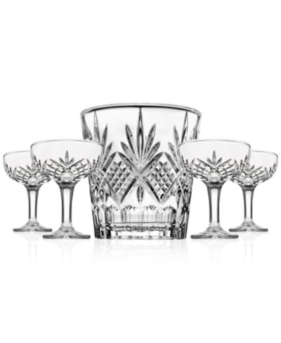 Godinger Dublin Crystal 5-Piece Ice Bucket and Champagne Coupe Set