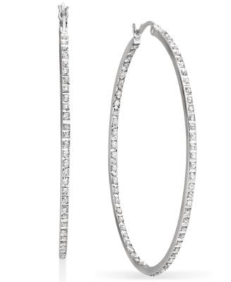 Sterling Silver Earrings, Diamond Accent Large Hoop Earrings