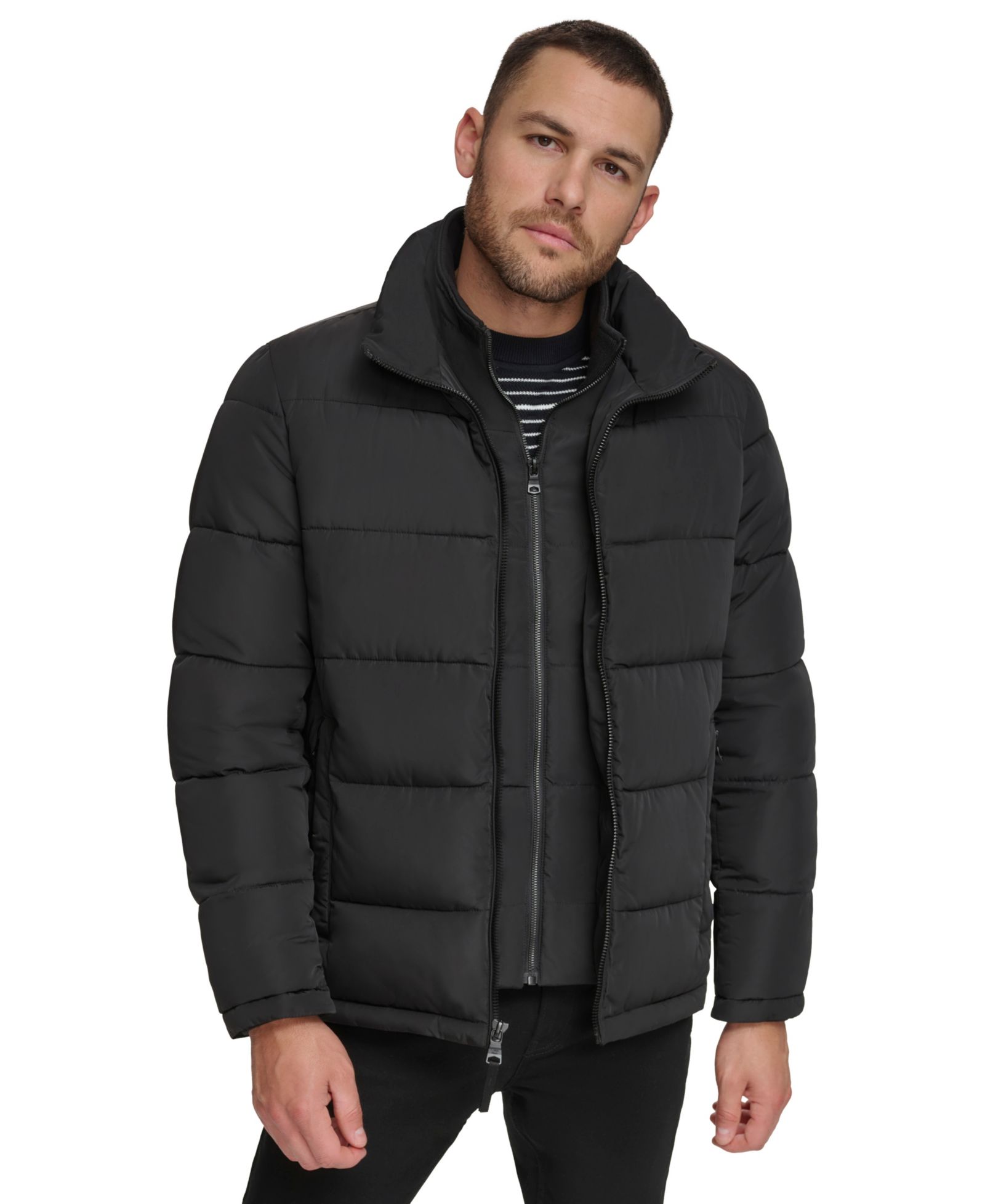Calvin Klein Men's Puffer With Set In Bib Detail, Created for Macy's