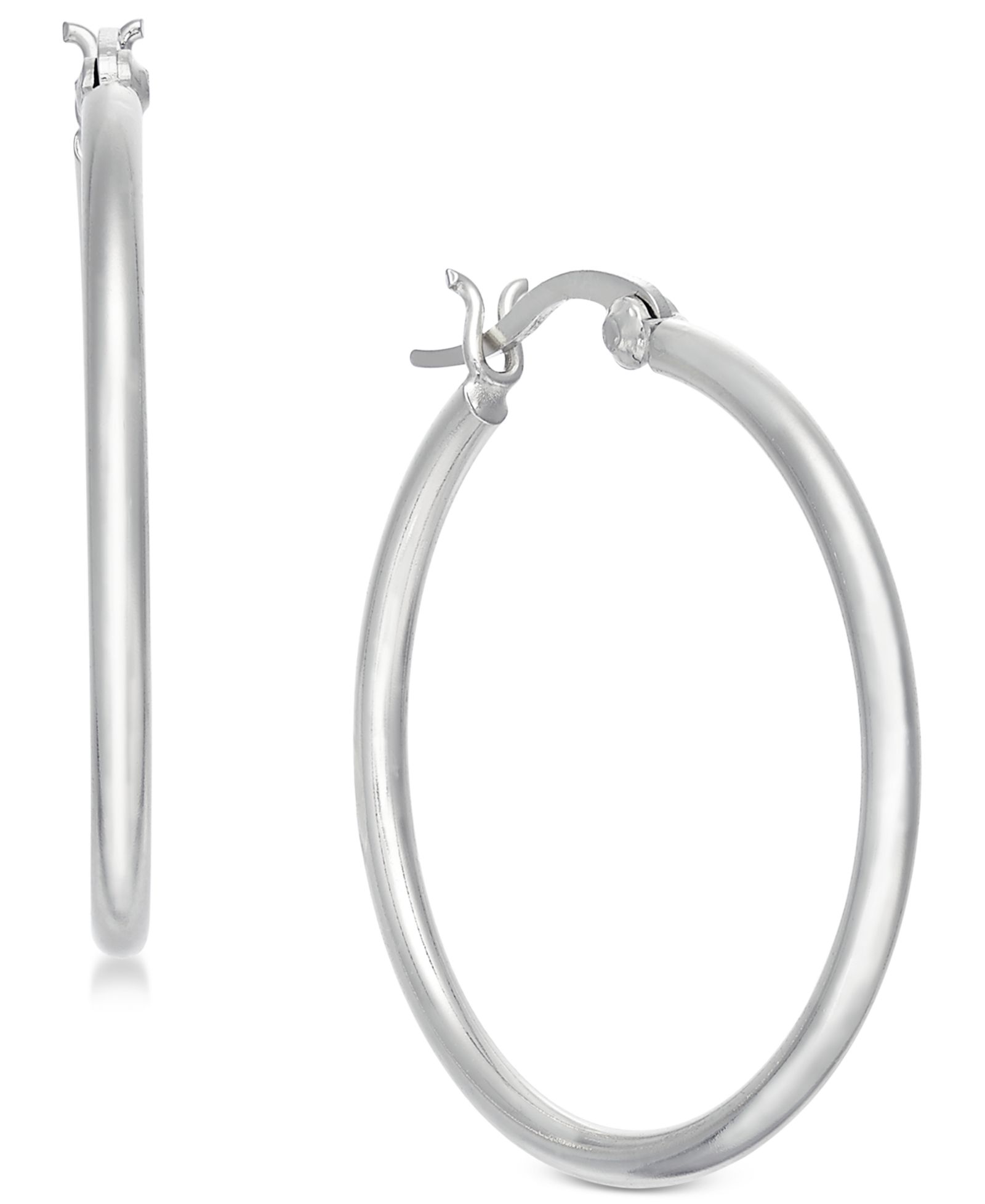 Серьги-кольца And Now This Silver Plated Polished Tube Medium Hoop