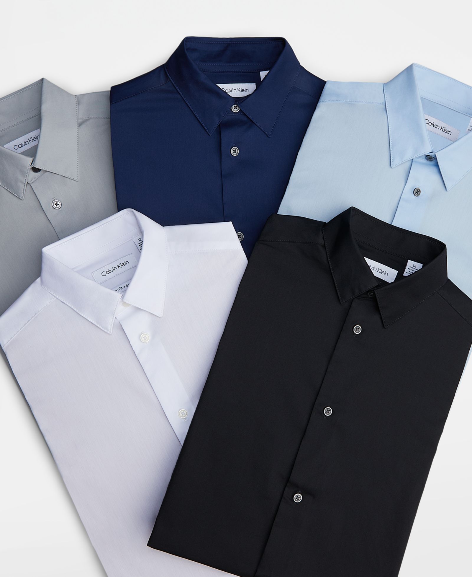 Calvin Klein Big Boys Slim Fit Solid Stretch Poplin Dress Shirt