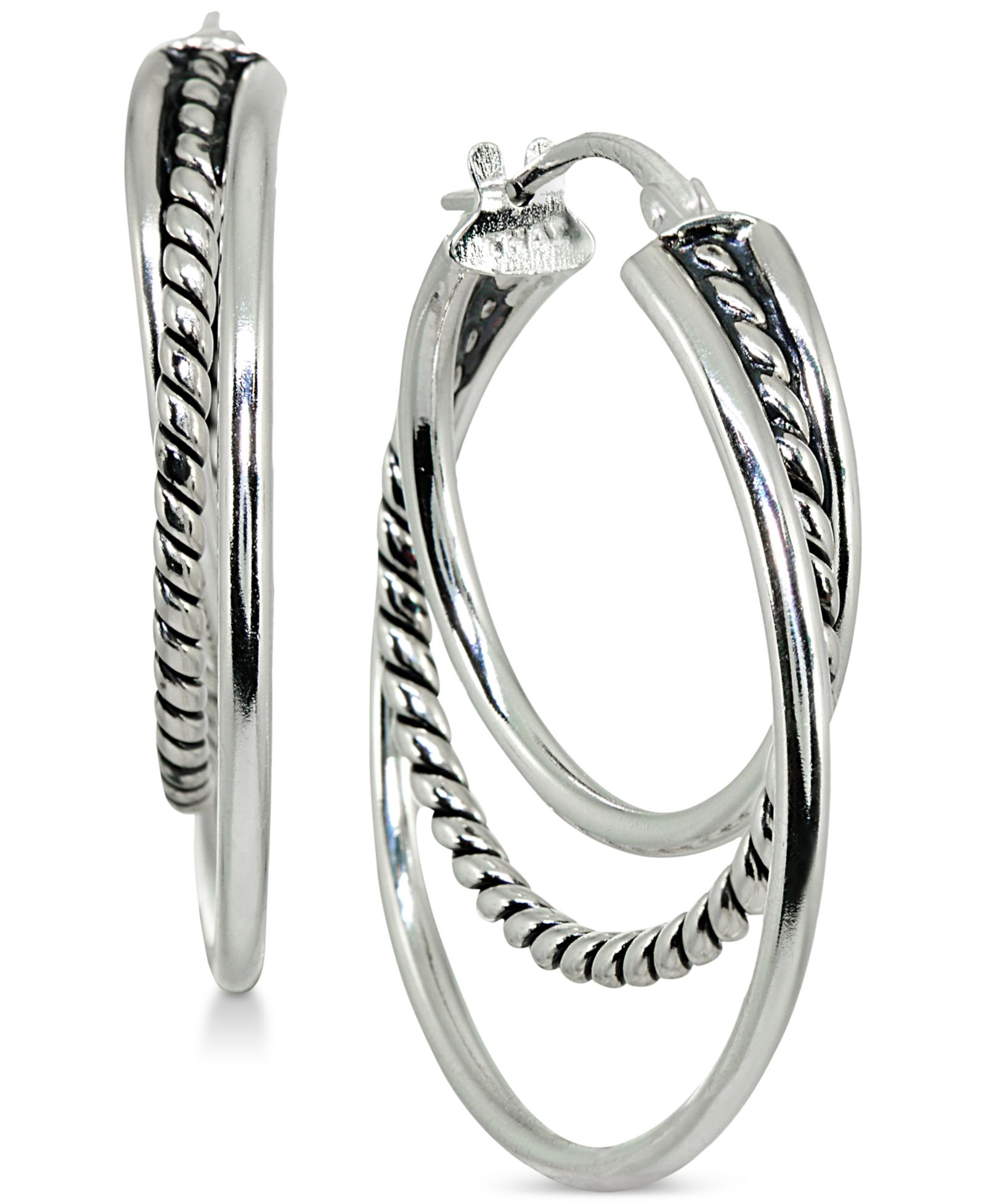 Giani Bernini Серьги Triple Hoop из Sterling Silver, 1"