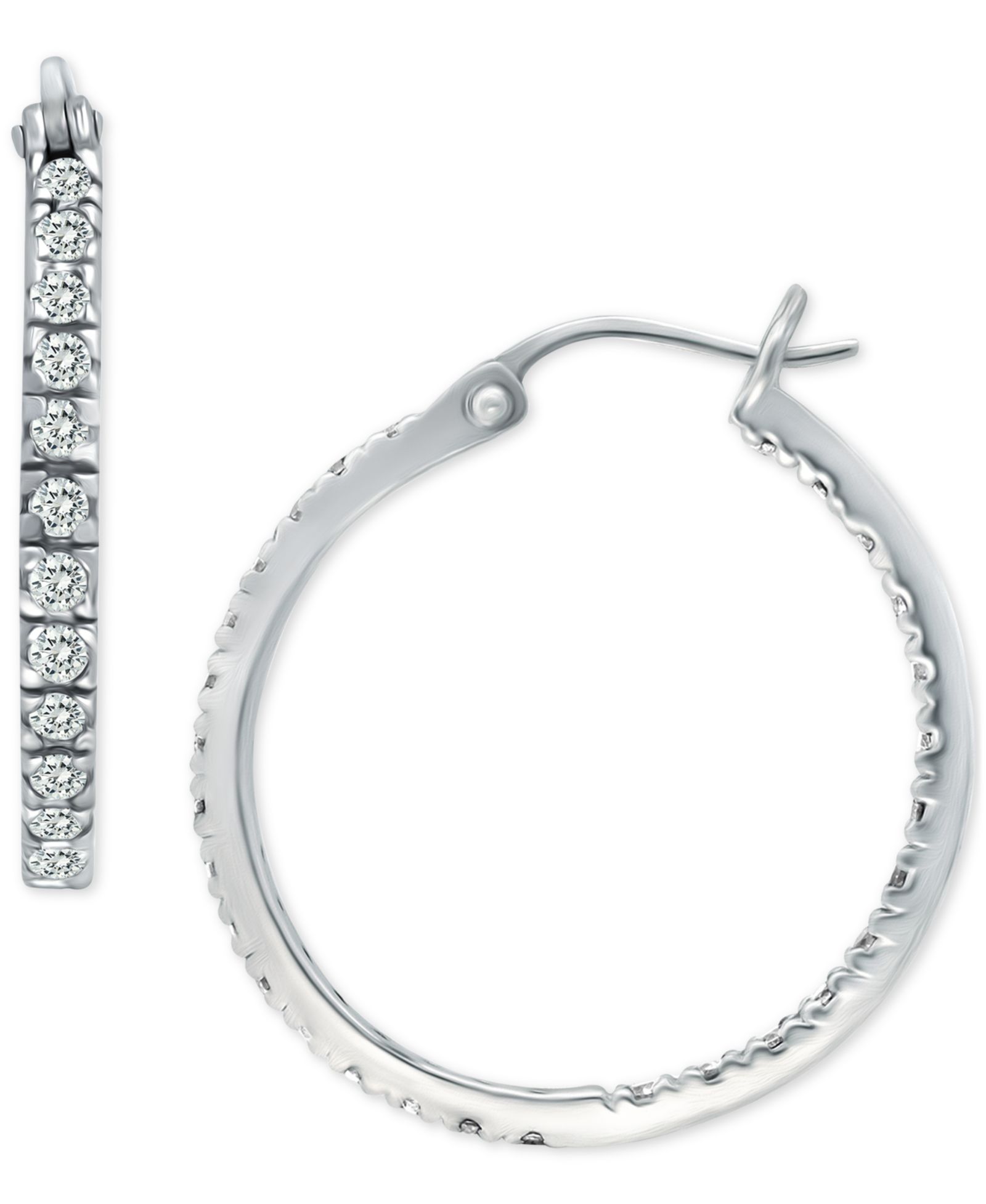 Серьги-кольца Giani Bernini Small Cubic Zirconia, позолоченное стерлинговое серебро, 0.6"