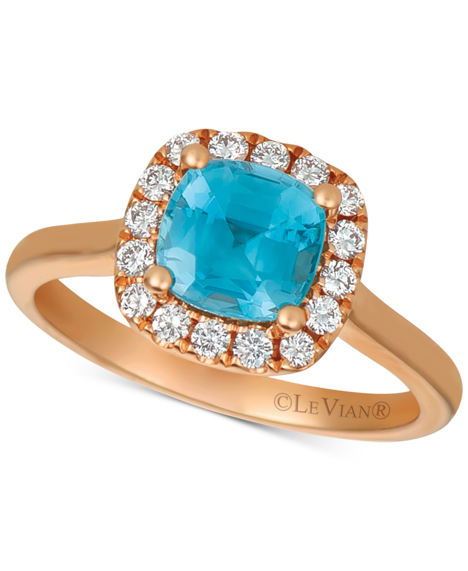 Кольцо Le Vian Blue Zircon & Diamond в 14k Rose Gold