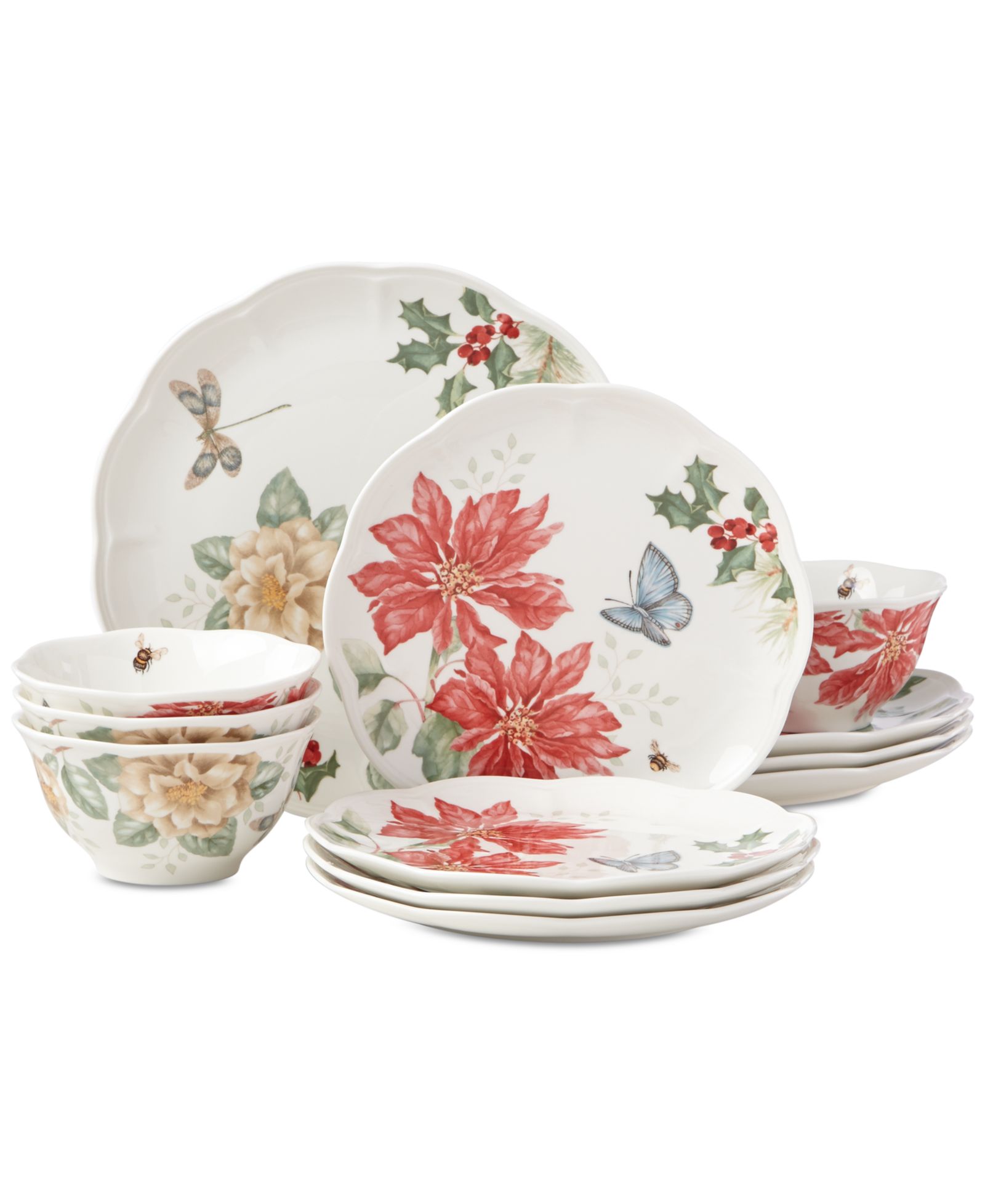 Набор столовой посуды Lenox Butterfly Meadow Holiday, 12 предметов
