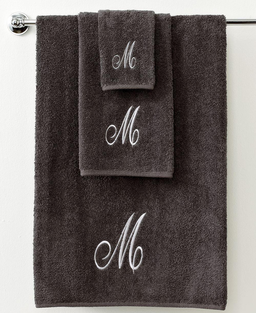 Полотенце для рук Avanti Monogram Initial Script Granite & Silver, 16" x 30"
