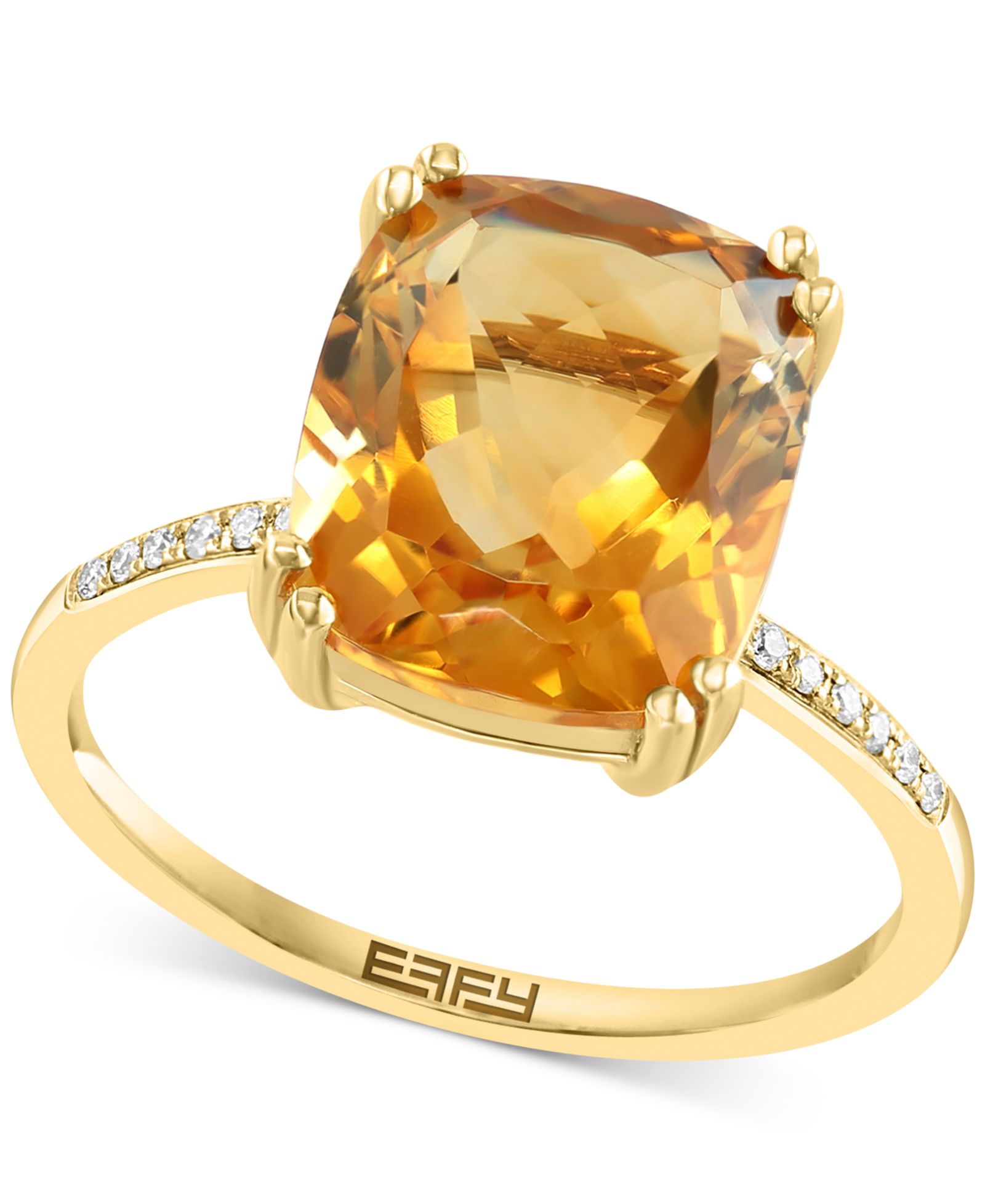 EFFY® Green Quartz (4 1/3 ct. t.w.) & Diamond Accent Ring in 14k Yellow Gold (Also available in Smoky Quartz, Citrine and Pink Amethyst)