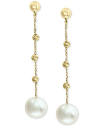 Серьги-подвески EFFY® Cultured Freshwater Pearl (8mm) Beaded в 14k Gold