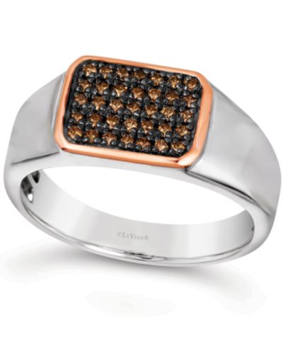 Le Vian® Men's Diamond Ring (1/3 ct. t.w.) in Sterling Silver & 14k Rose Gold