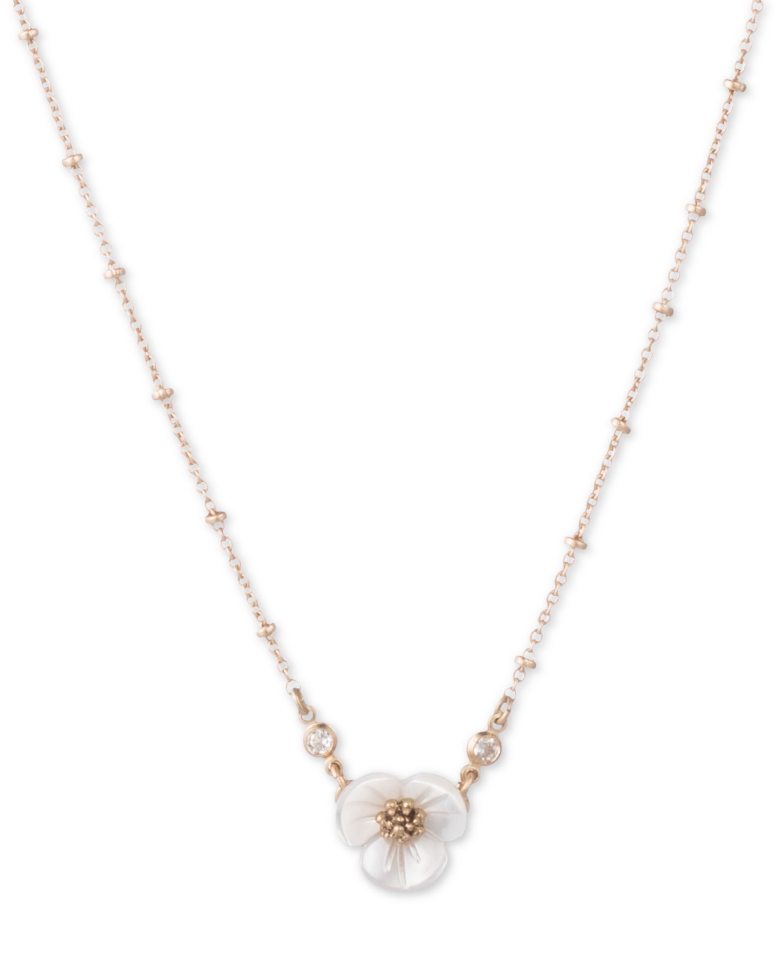 Подвеска lonna & lilly Gold-Tone Crystal & Imitation Mother-of-Pearl Flower, 16" + 3" extender