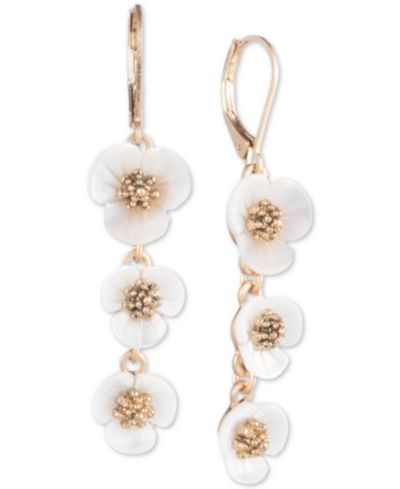 Серьги lonna & lilly Gold-Tone & Imitation Mother-of-Pearl Flower Linear Drop