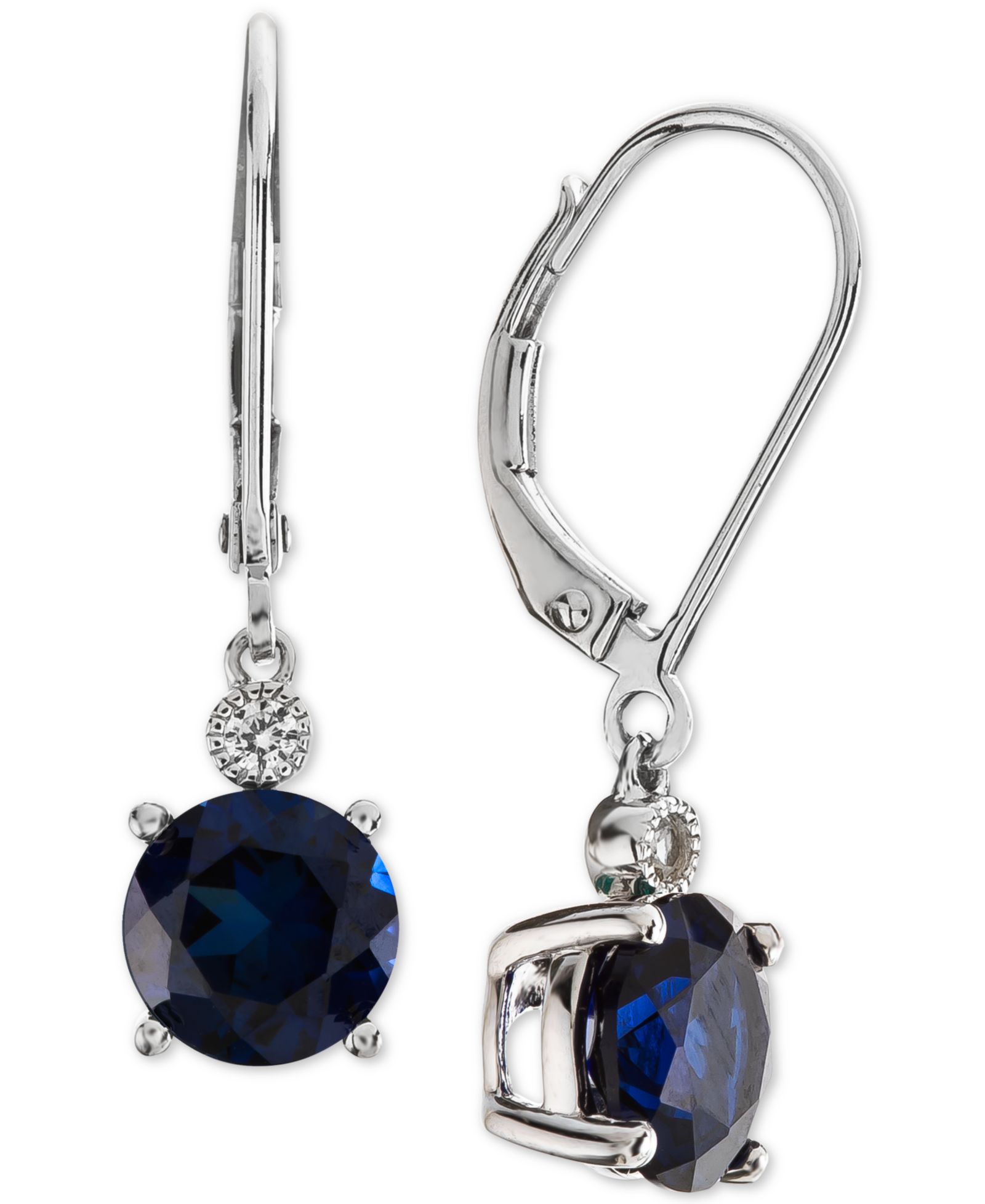 Lab-Grown Sapphire (2-7/8 ct. t.w.) & White Sapphire Accent Drop Earrings in Sterling Silver (Also Available in Lab-Grown Ruby)