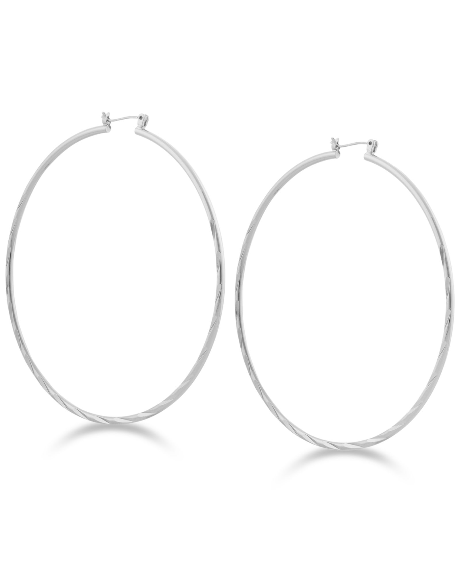 GUESS 2 3/4" Textured Large Hoop Earrings