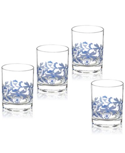 Spode Blue Italian Double Old Fashioned Glasses, Set of 4
