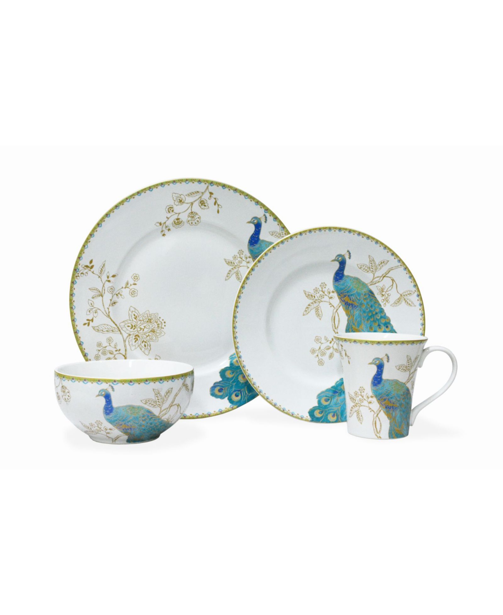 222 Fifth Peacock Garden 16 Pc. Dinnerware Set, Service for 4