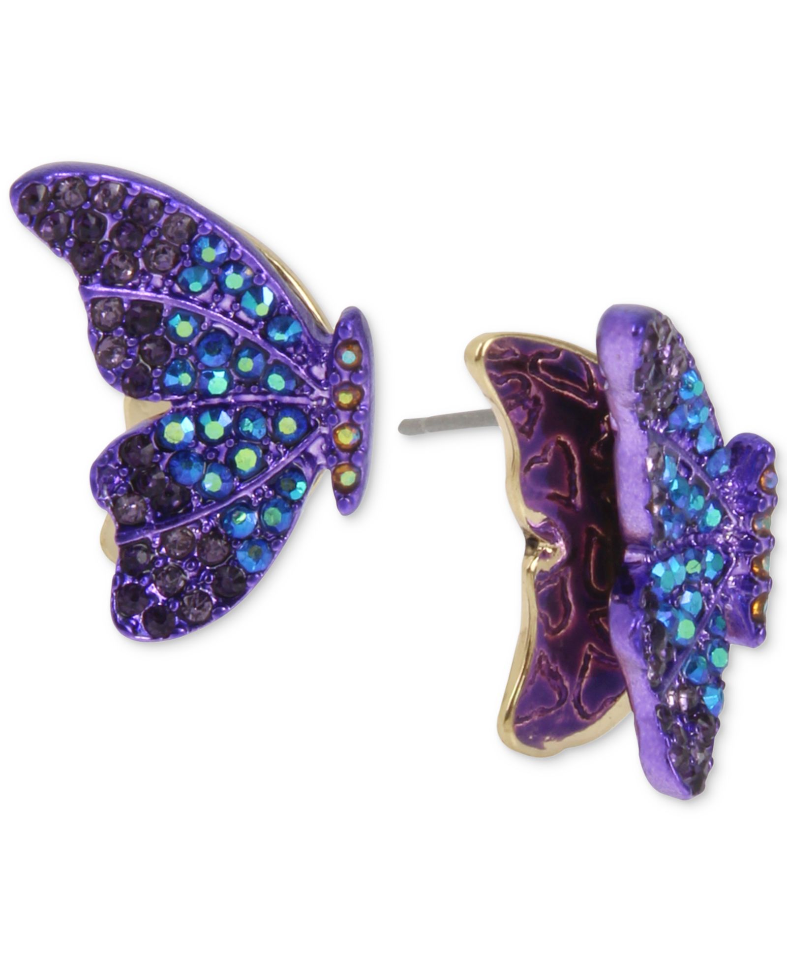 Betsey Johnson Two-Tone Pavé Butterfly Stud Earrings