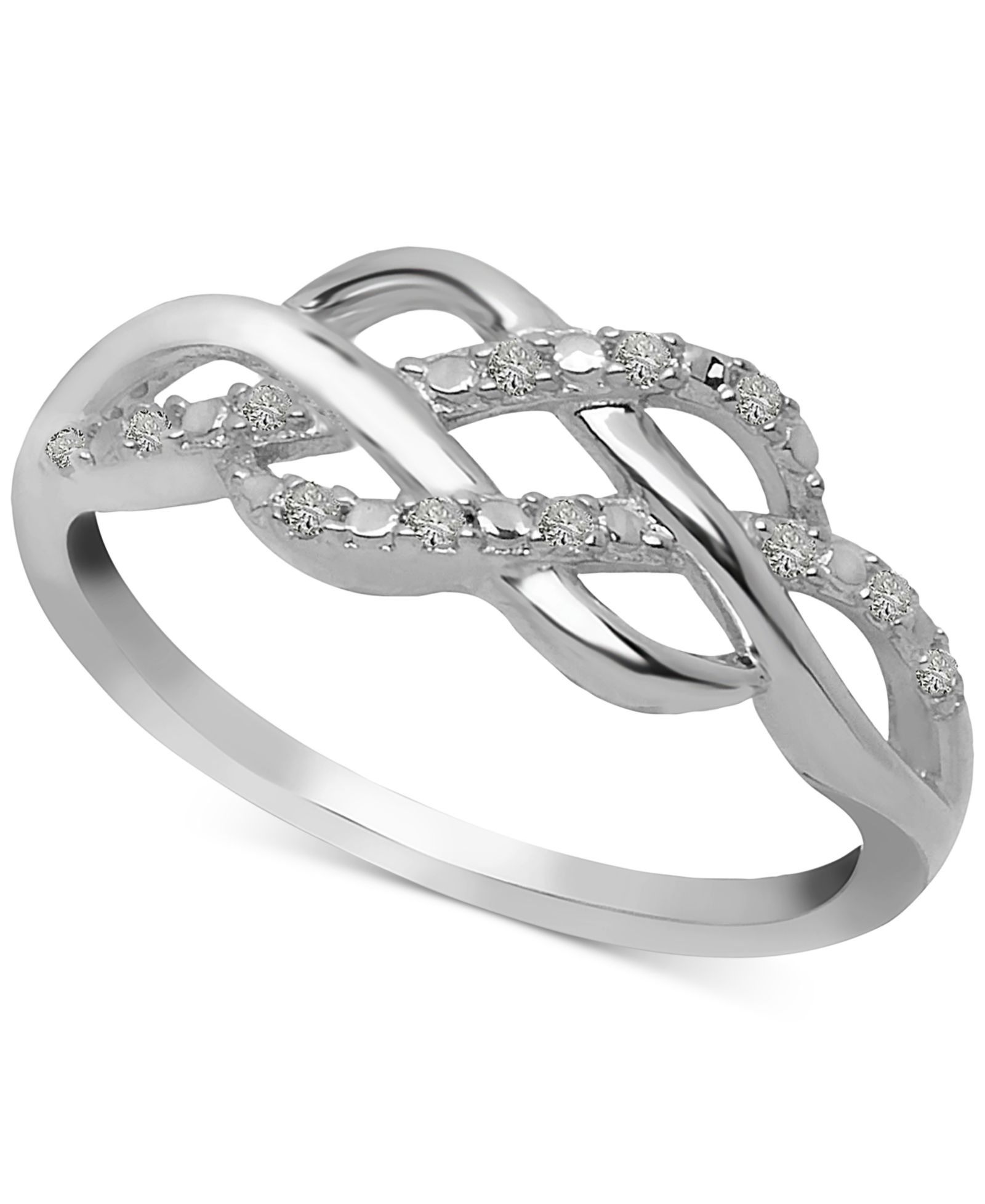 Кольцо Diamond Open Weave Ring (1/10 ct. t.w.) Sterling Silver